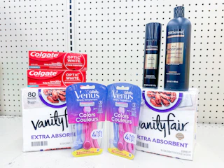 tresemme gillette colgate vanity fair on walgreens shelf