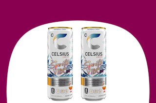 dollar general celsius spritz vibe on maroon and white background