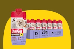 SlimFast Caffeine Protein Shake 12-Pack, Now $15 on Amazon ($1.24 per Bottle) card image