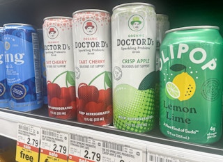 doctor d's probiotic drinks on shelf at Meijer