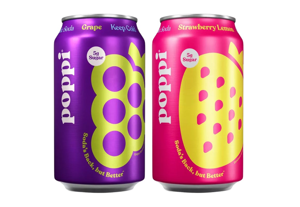 2 Poppi Prebiotic Soda Cans