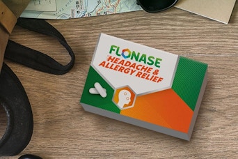 Flonase Headache and Allergy Relief Caplets on a table