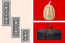 rug set of three, bamboo pumpkin decor & duffel bag