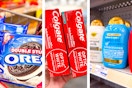 collage image of oreos, colgate toothpaste, and ogx shampoo
