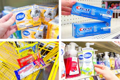 dollar general dial, crest, butterfinger, 100 grand, baby ruth 4-photo collage