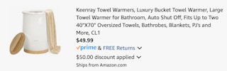 Towel warmer Amazon receipt