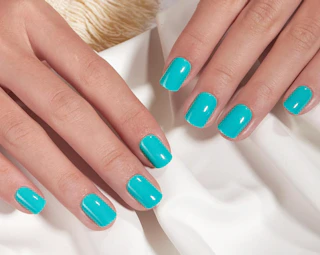 hands with teal nails