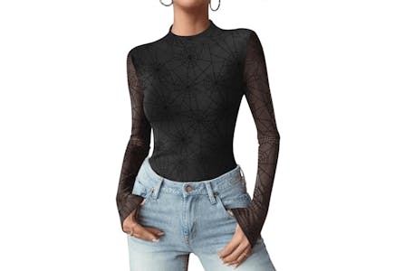 Women's Halloween Mesh Longsleeve