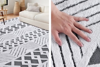 2 lifestyle images of the Nefoso Shag Area Rug (5 x 8)