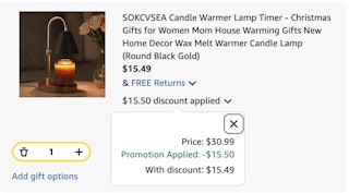 candle warmer Amazon receipt