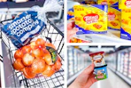 meijer potatoes, onions, totino's, haagen-dazs, ben and jerry's 3-photo collage