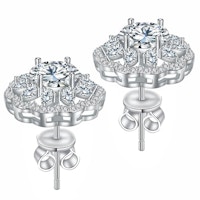 Moissanite Sunflower Stud Earrings