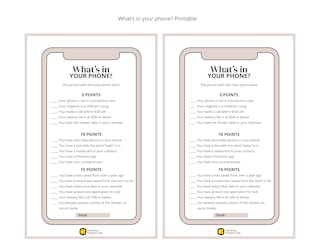 What’s in your phone game printable