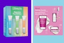 Murad Skincare Sets on a purple and blue collage background. 