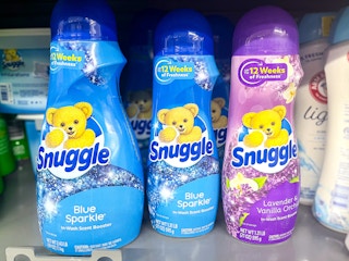 snuggle crystals in-wash scent boosters with crystals in two sizes on shelf