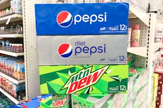 3 pepsi brand soda 12-packs sitting on soda at target