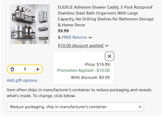 shower caddy set Amazon receipt