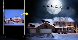 lightleap app santas sleigh in sky before and after