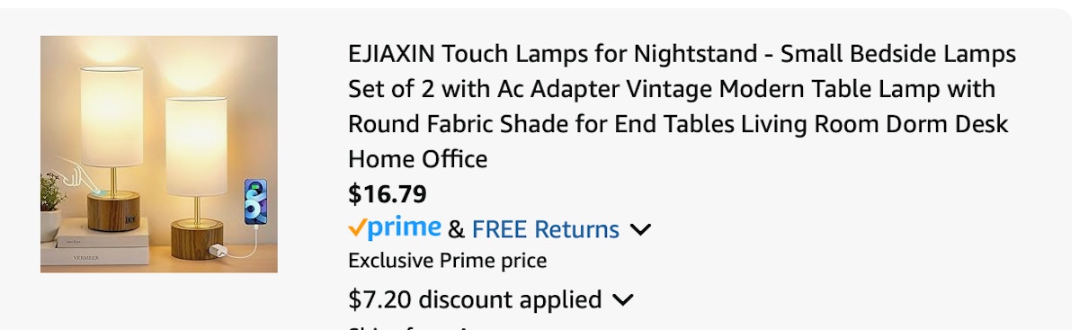 touch lamp Amazon receipt