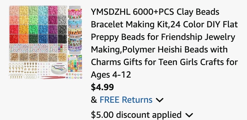 Bracelet kit Amazon receipt