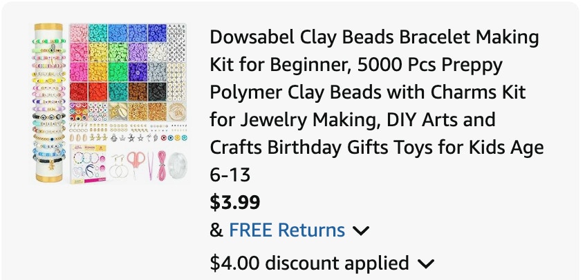 Bracelet kit Amazon receipt