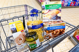 aldi german week items in a cart