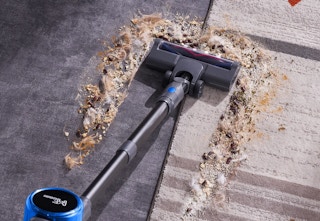 blue and gray stick vacuum