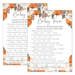 Baby Shower Game Cards