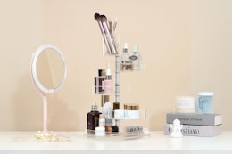 4-Tier Rotating Makeup Organizer, Just $14.25 on Amazon card image