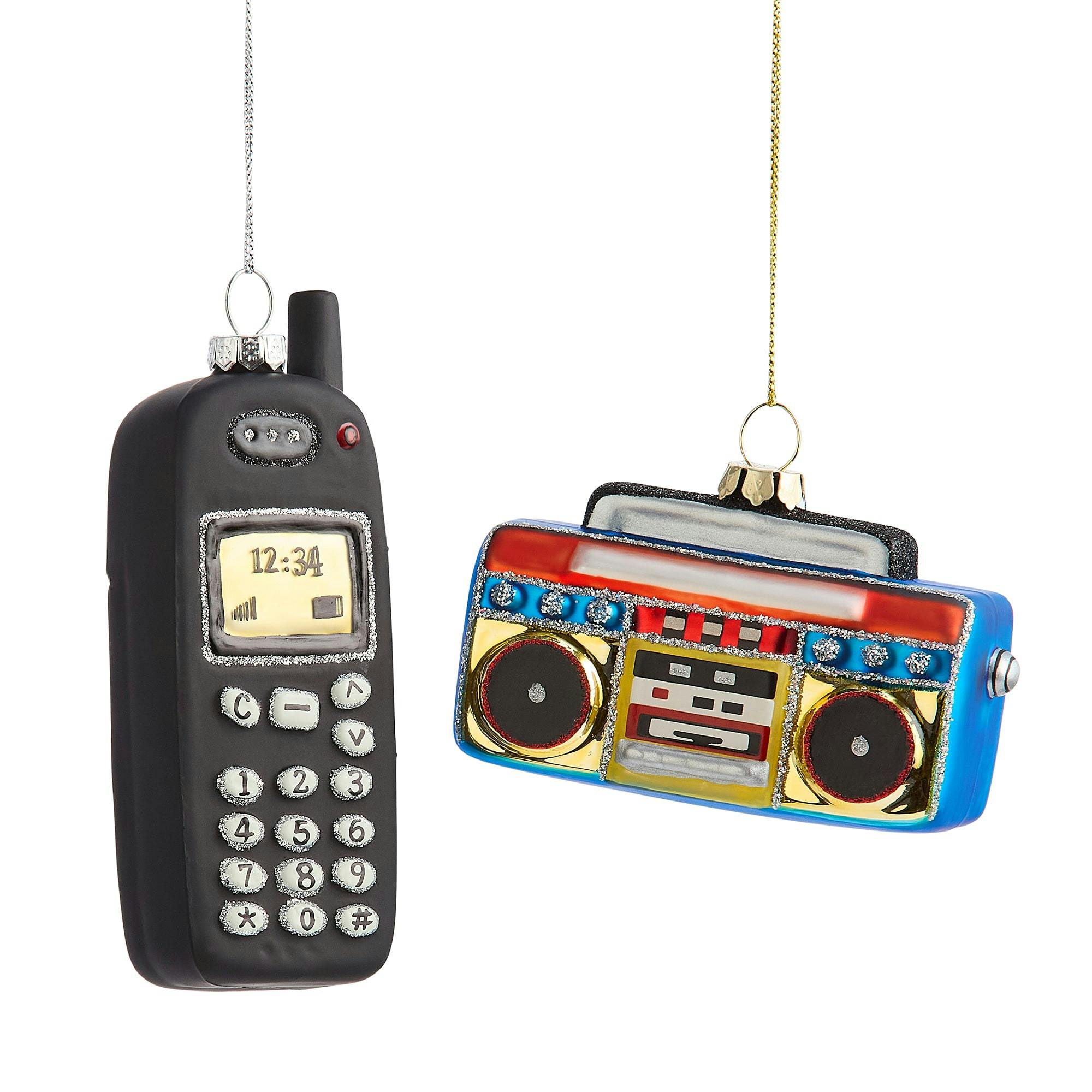 Radio And Phone Ornament Set
