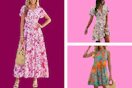 models in floral dress in a collage