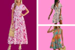 models in floral dress in a collage