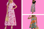 models in floral dress in a collage