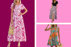 models in floral dress in a collage