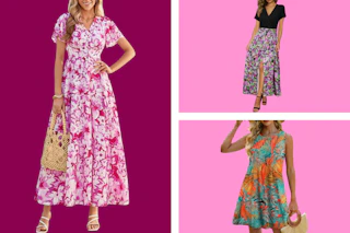 models in floral dress in a collage