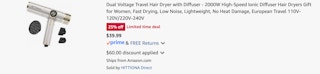 Amazon Dual-Voltage Ionic Hair Dryer 2025