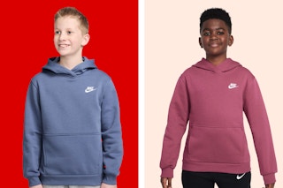 two kids wearing nike sweatshirts