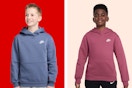 two kids wearing nike sweatshirts