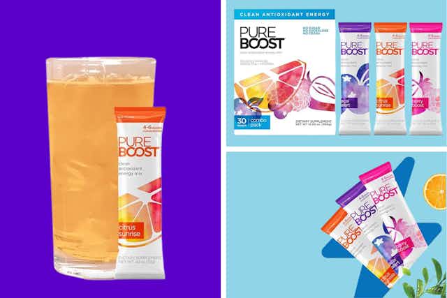 Pureboost 30-Count Clean Energy Drink Mix, Only $18.14 on Amazon card image