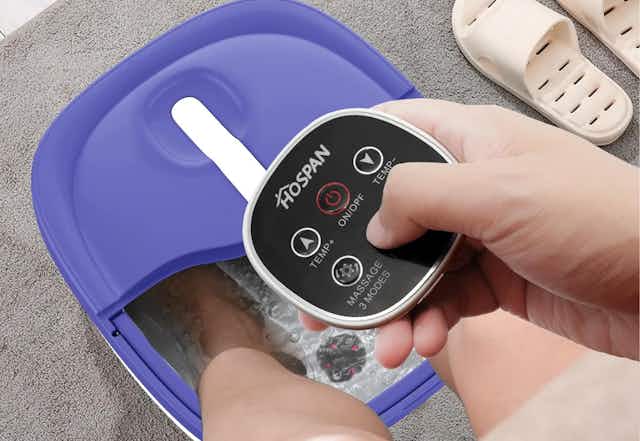 Collapsible Rotary Massage Foot Spa, Just $69.97 on Amazon card image