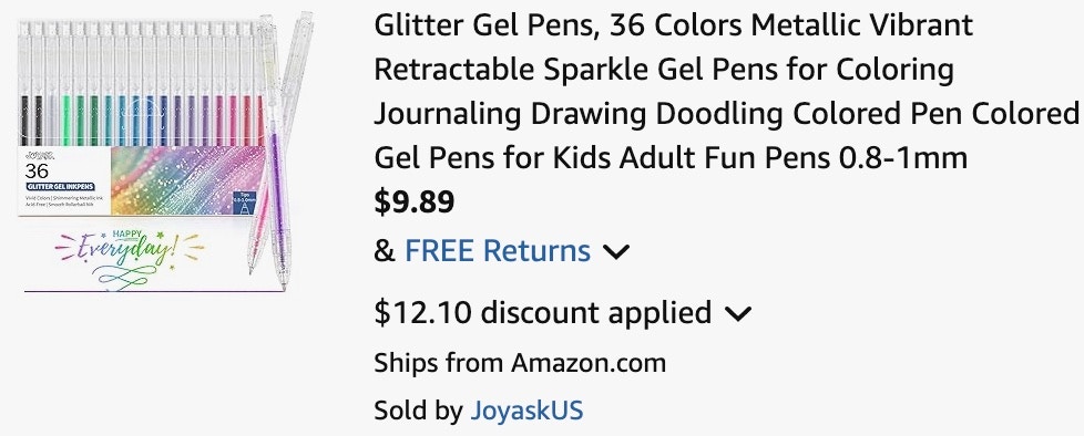 amazon-glitter-gel-pens-cart