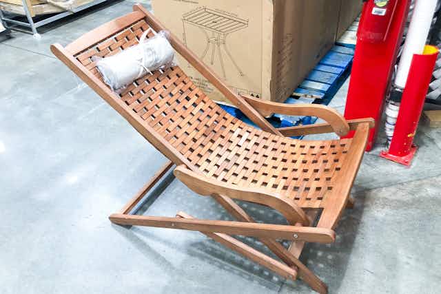 Swing Lounger Eucalyptus Wood Chair, Only $100 at Costco card image