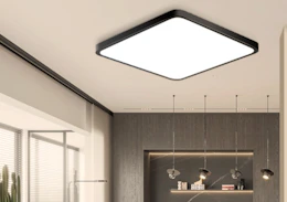 a flush ceiling light on the ceiling of a room