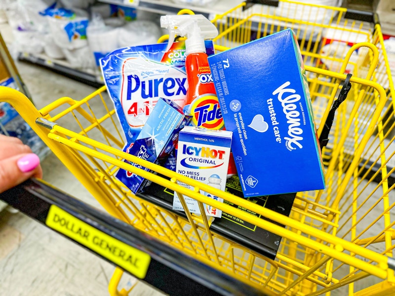 dollar general kleenex, tide, purex, crest, icy hot