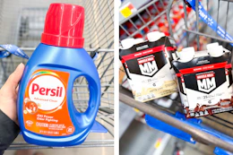 collage with Persil and Muscle Milk products