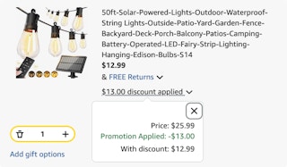 string lights Amazon receipt