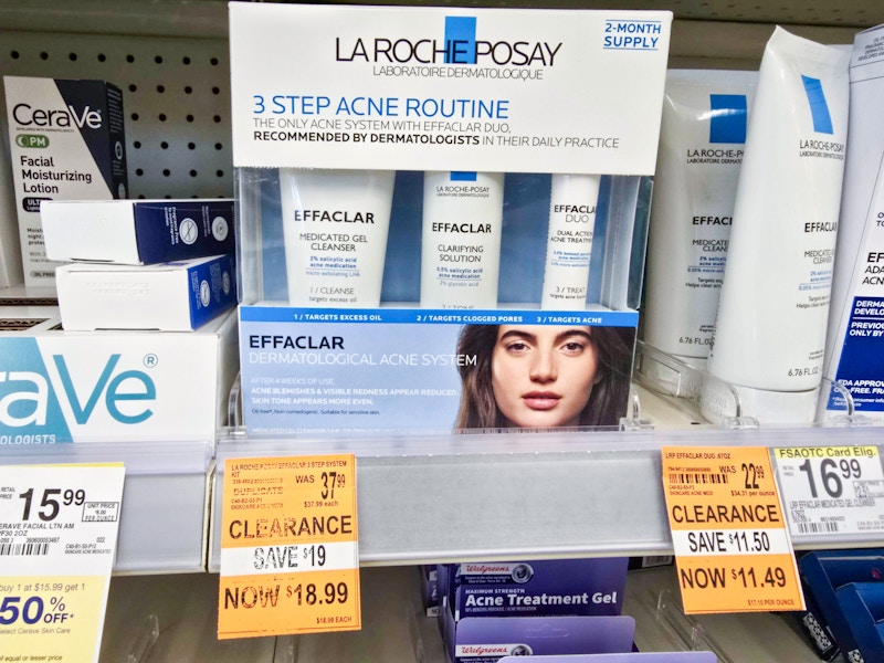 la roche-posay acne routine with a $18.99 clearance tag