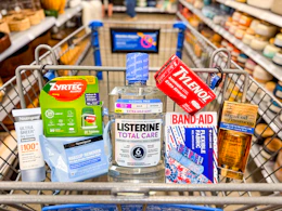 personal care items sitting in a walmart cart