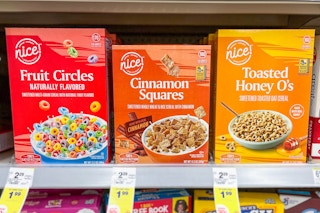 boxes of cereal on store shelf