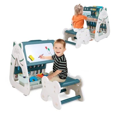 Costway Kids' Art Easel & Stool Set
